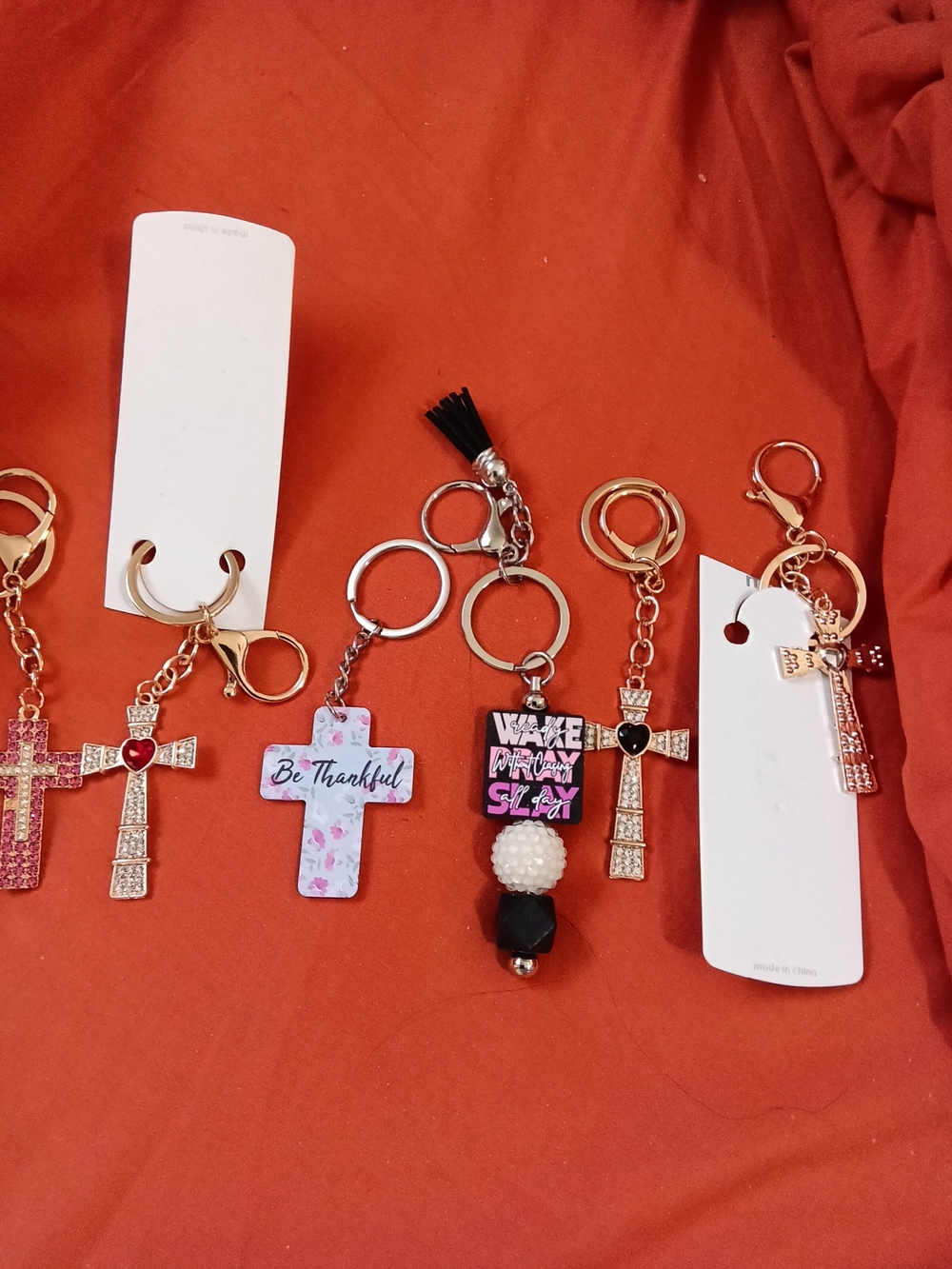Cross Charm Keychain/Charms - Pink & Multicolor